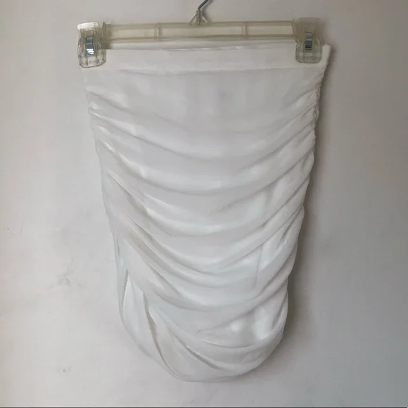 Princess Polly Beacon White Mesh Ruched Bodycon Mini Skirt 4 - Picture 5 of 8